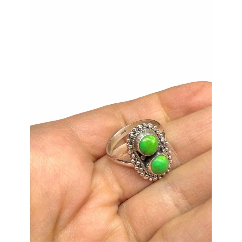Arizona Green Mohave Turquoise Ring Size 8.5 Solid 925 Sterling Silver